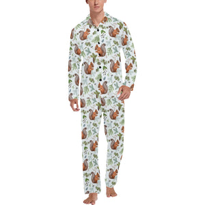 Squirrel Pattern Print Design 02 Men's Long Pajama Set