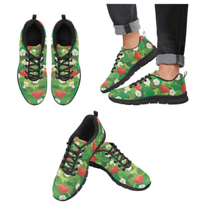 Strawberry Leaves Pattern Men's Sneakers Black