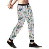 Peacock Pink Flower Pattern Unisex Casual Sweatpants