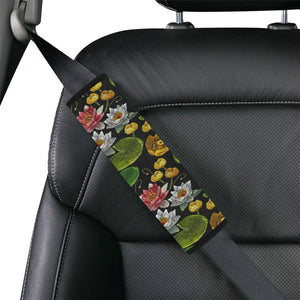 Lotus Waterlily Flower Pattern Background Car Seat Belt Cover