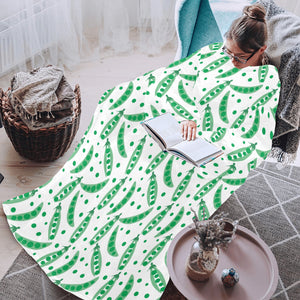 Green Peas Pattern Print Design 01 Blanket Robe with Sleeves