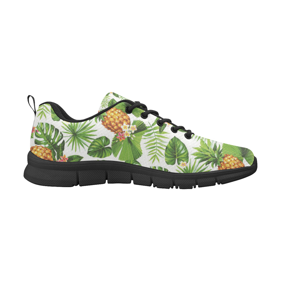 Pineapple Flower Leaves Pattern Men's Sneakers Black