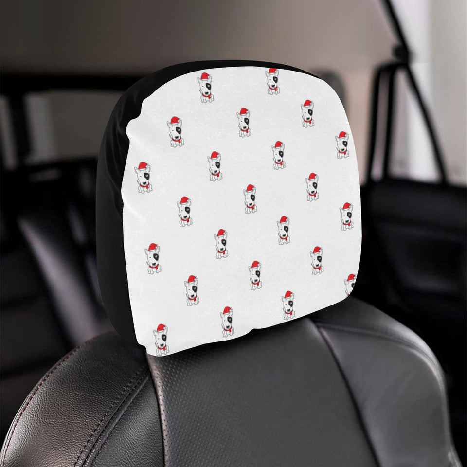 Bull Terrier Pattern Print Design 05 Car Headrest Cover