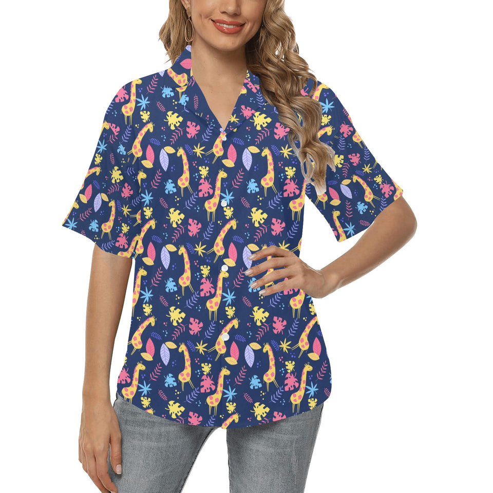 Giraffe Pattern Print Design 04 Women's All Over Print Hawaiian Shirt