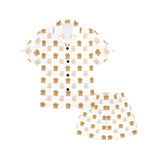 Golden Retriever Pattern Print Design 03 Kids' Boys' Girls' V-Neck Short Pajama Set