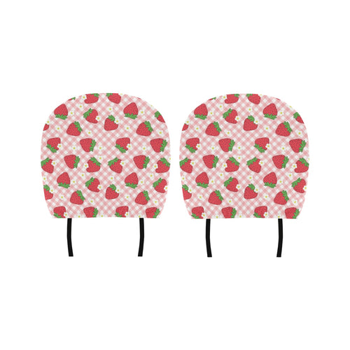 Strawberry Pattern Stripe Background Car Headrest Cover