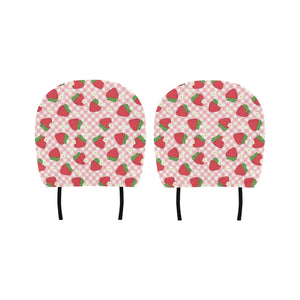 Strawberry Pattern Stripe Background Car Headrest Cover