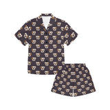 English Bulldog Pattern Print Design 03 Kids' Boys' Girls' V-Neck Short Pajama Set