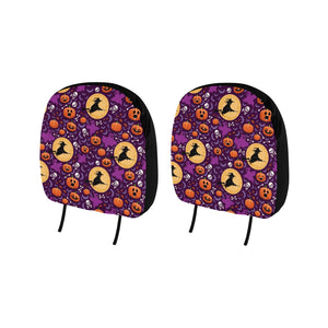 Halloween Pumpkin Witch Pattern Car Headrest Cover