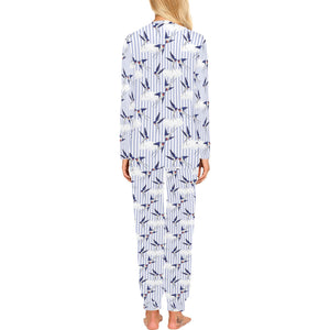 Swallow Pattern Print Design 03 Women's All Over Print Pajama Set