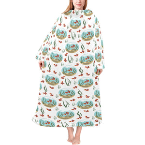 Goldfish Pattern Print Design 01 Blanket Robe with Sleeves