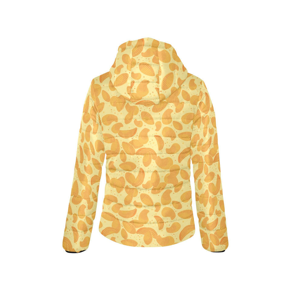 Potato Chips Pattern Print Design 04 Women's Padded Hooded Jacket