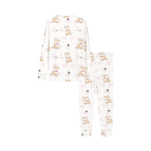 Cute Shiba Inu Heart Pattern Kids' Boys' Girls' All Over Print Pajama Set