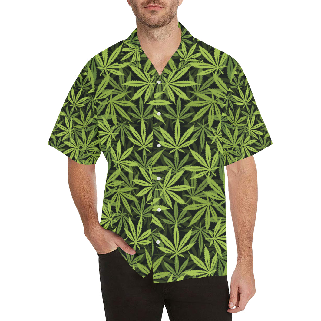 Canabis Marijuana Weed Pattern Print Design 03 Men's All Over Print Hawaiian Shirt (Model T58)