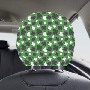 Casino Cards Suits Pattern Print Design 02 Car Headrest Cover