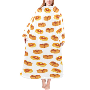 Pancake Pattern Print Design 04 Blanket Robe with Sleeves