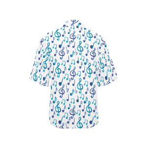 Music Notes Pattern Print Design 03 Women's All Over Print Hawaiian Shirt