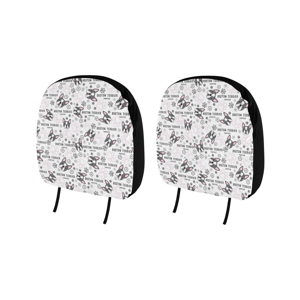 Boston Terrier Pattern Car Headrest Cover