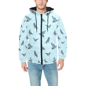 Pigeon Pattern Print Design 02 Men's Padded Hooded Jacket(ModelH42)