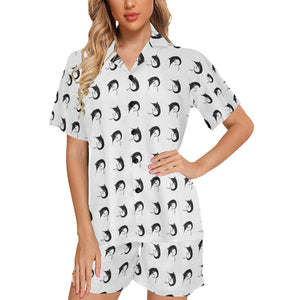 Swordfish Pattern Print Design 01 Women's V-Neck Short Pajama Set