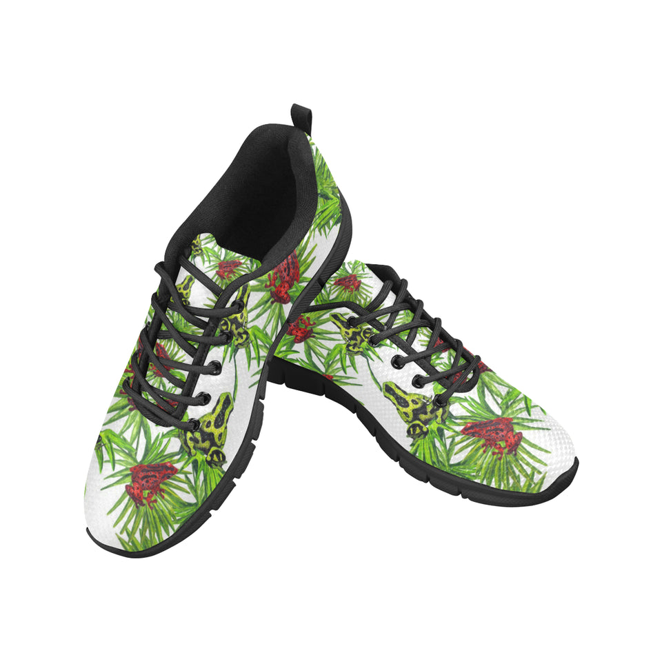 Green Red Frog Pattern Men's Sneakers Black