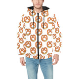 Pretzels Pattern Print Design 03 Men's Padded Hooded Jacket(ModelH42)