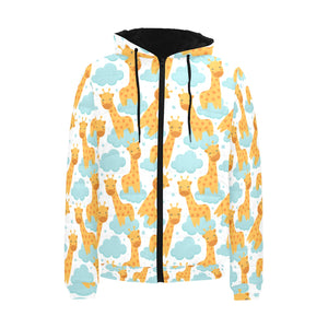 Giraffe Pattern Print Design 05 Men's Padded Hooded Jacket(ModelH42)