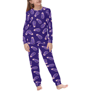 Eggplant Pattern Print Design 02 Kids' Boys' Girls' All Over Print Pajama Set