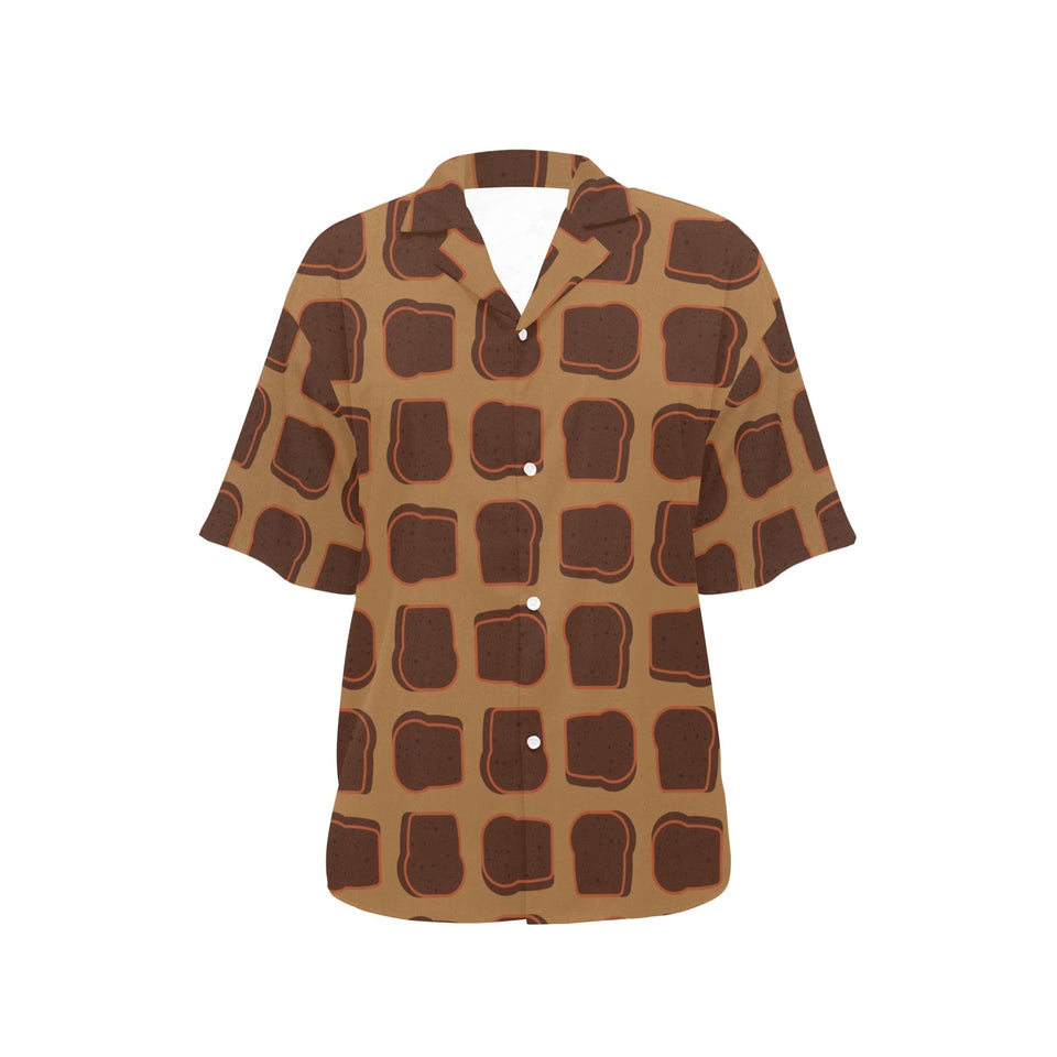 Bread Toast Pattern Print Design 04 Women's All Over Print Hawaiian Shirt