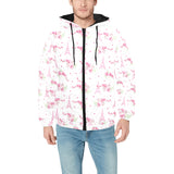 Eiffel Tower Pink Theme Pattern Print Design 05 Men's Padded Hooded Jacket(ModelH42)