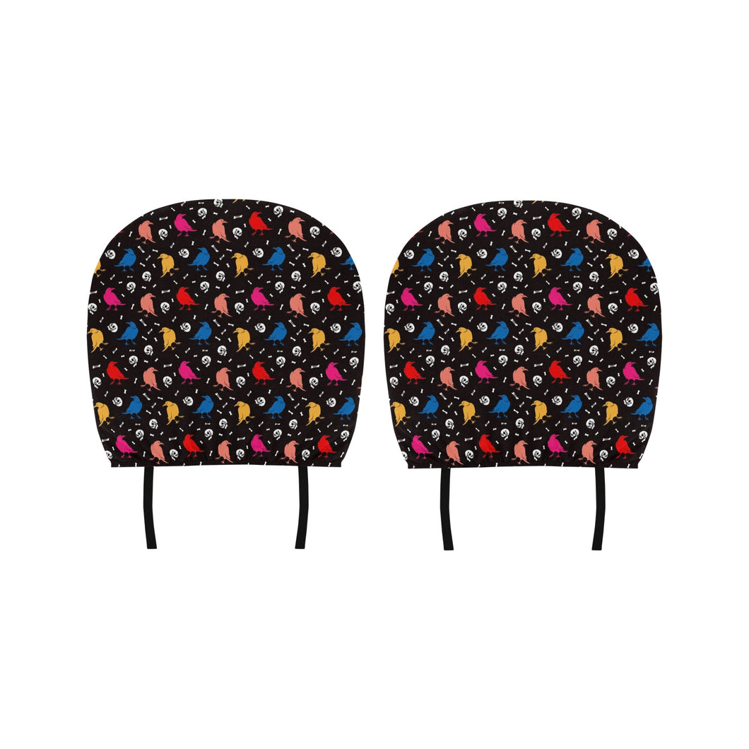 Colorful Crow Pattern Car Headrest Cover