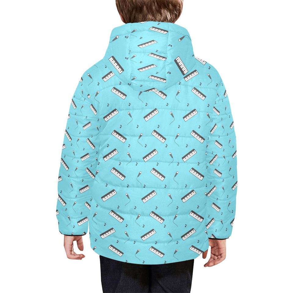 Piano Pattern Print Design 01 Kids' Boys' Girls' Padded Hooded Jacket