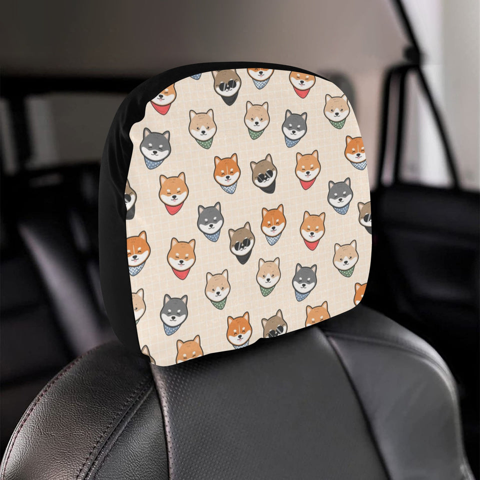 Shiba Inu Head Pattern Car Headrest Cover