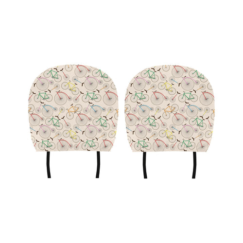 Bicycle Pattern Print Design 04 Car Headrest Cover