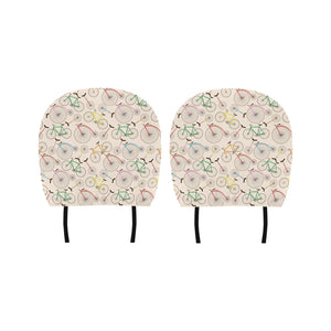 Bicycle Pattern Print Design 04 Car Headrest Cover