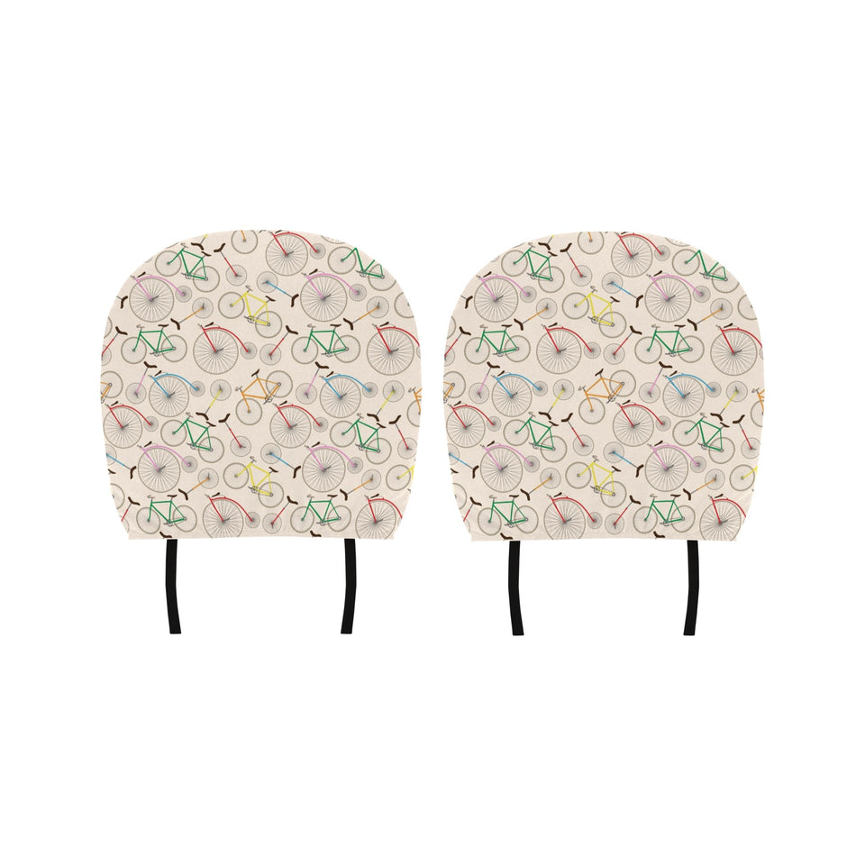 Bicycle Pattern Print Design 04 Car Headrest Cover