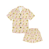 Tea pots Pattern Print Design 02 Kids' Boys' Girls' V-Neck Short Pajama Set