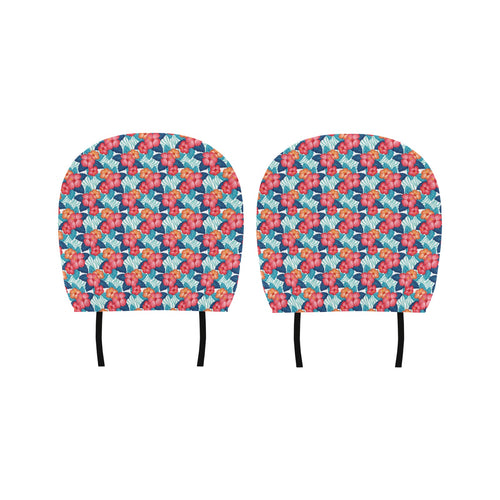 Hibiscus Pattern Print Design 05 Car Headrest Cover