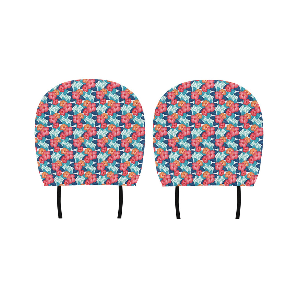 Hibiscus Pattern Print Design 05 Car Headrest Cover