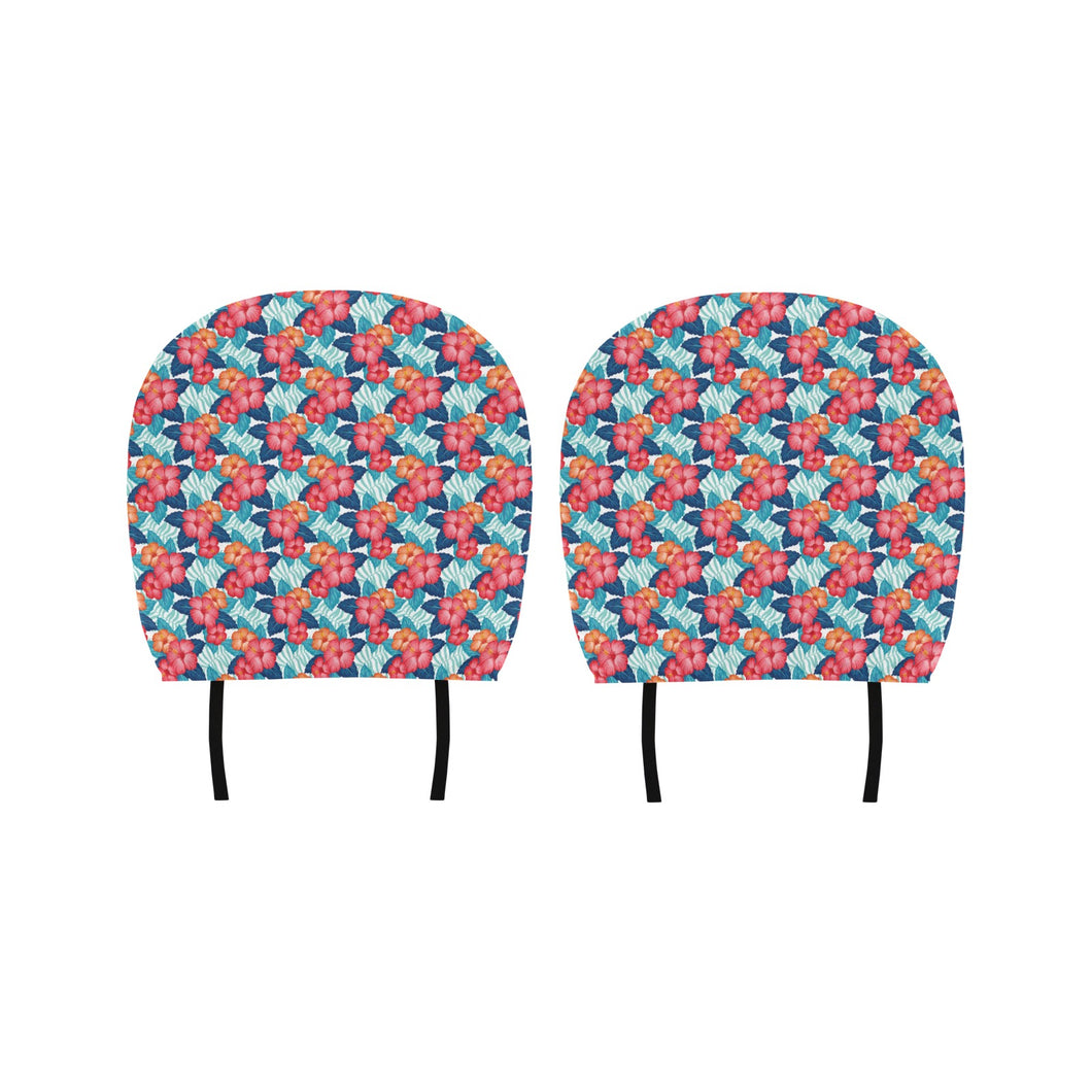 Hibiscus Pattern Print Design 05 Car Headrest Cover