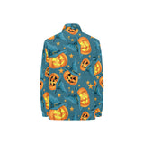 Halloween Pumpkin Witch Hat Pattern Women's Long Sleeve Polo Shirt