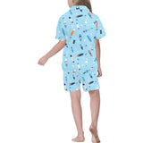 Surfboard Pattern Print Design 05 Kids' Boys' Girls' V-Neck Short Pajama Set