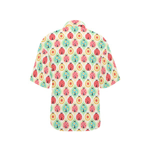 Ladybug Pattern Print Design 02 Women's All Over Print Hawaiian Shirt