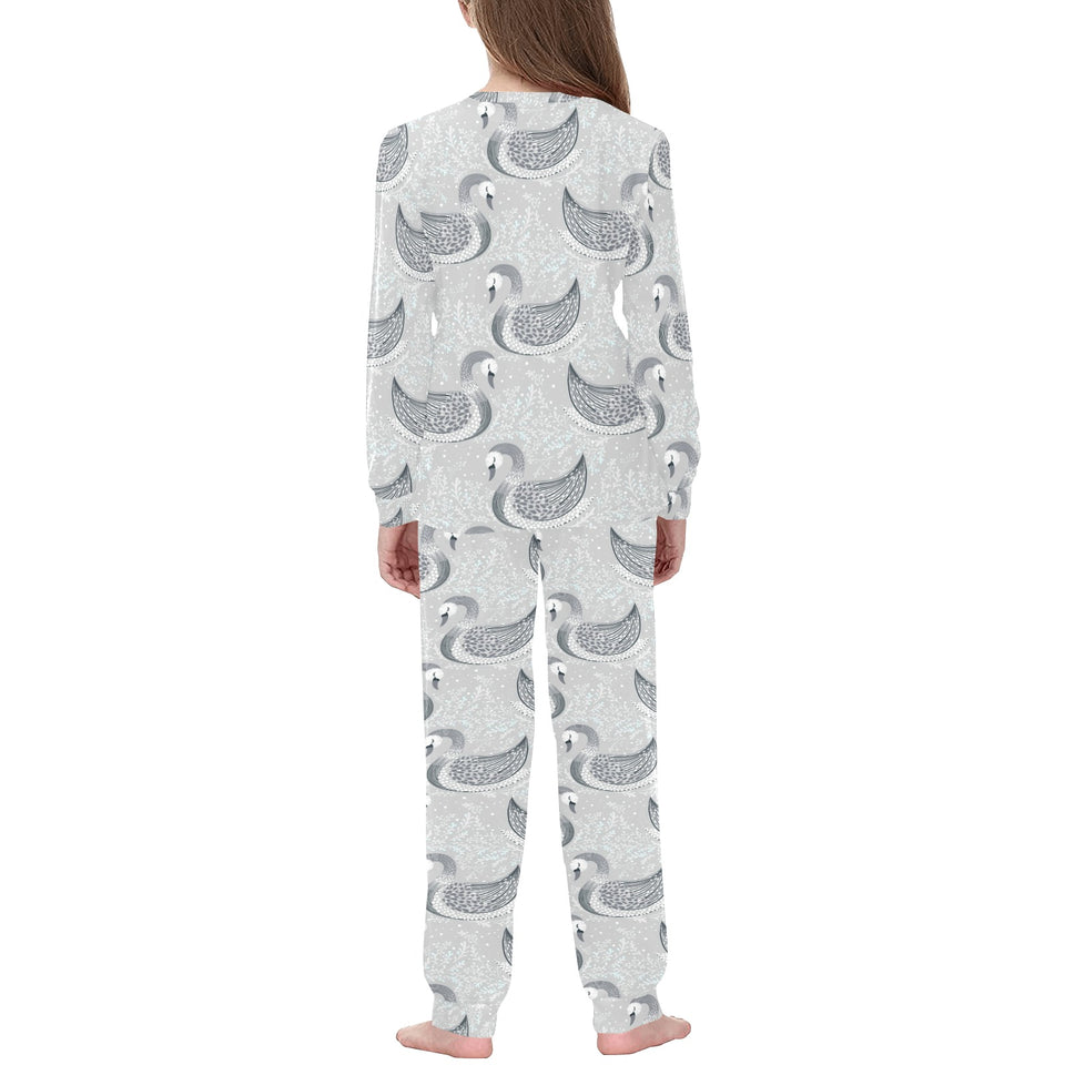 Swan Gray Pattern Kids' Boys' Girls' All Over Print Pajama Set