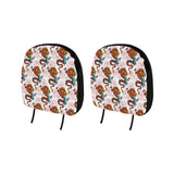 Red Dragon Hibiscus Pattern Car Headrest Cover