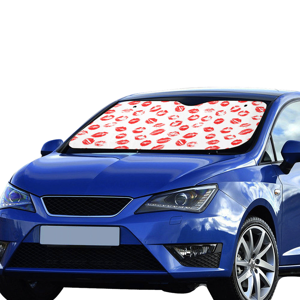 Lips Pattern Print Design 01 Car Sun Shade