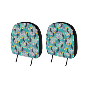 Toucan Pattern Background Car Headrest Cover