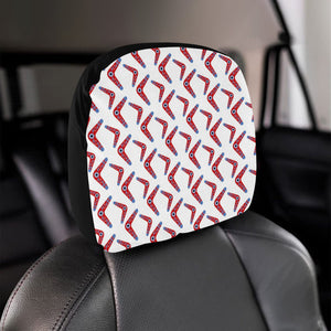 Boomerang Aboriginal Pattern White Background Car Headrest Cover