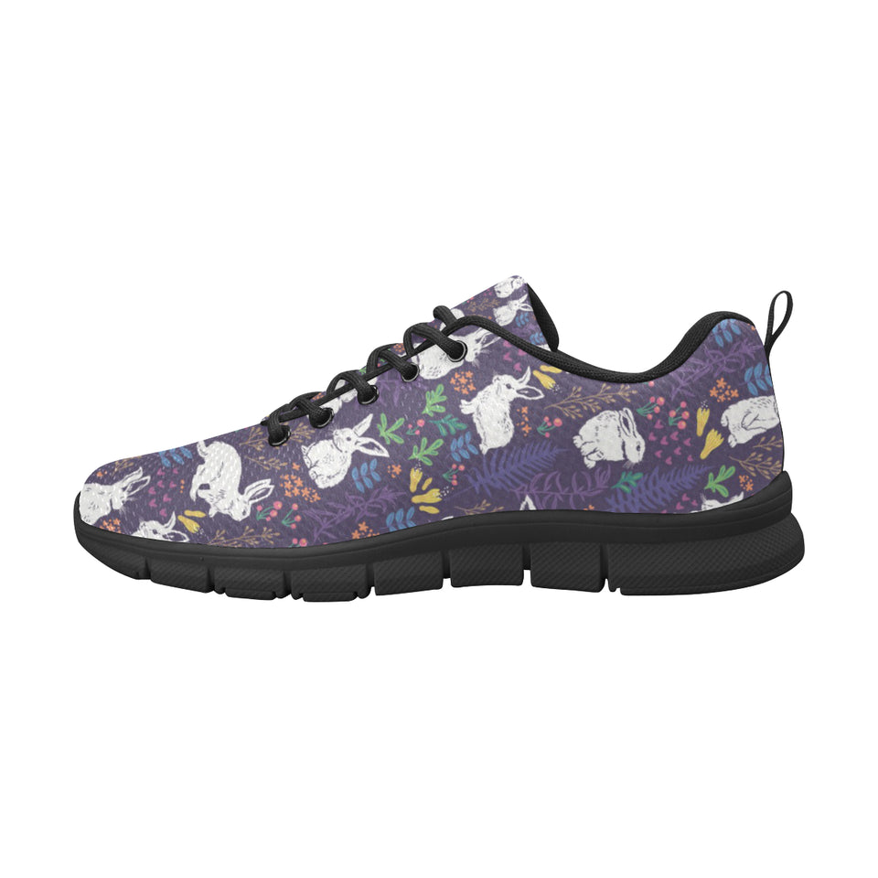 Rabbit Leaves Pattern Men's Sneakers Black