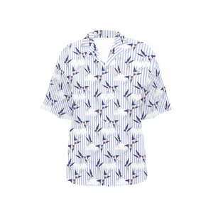 Swallow Pattern Print Design 03 Women's All Over Print Hawaiian Shirt